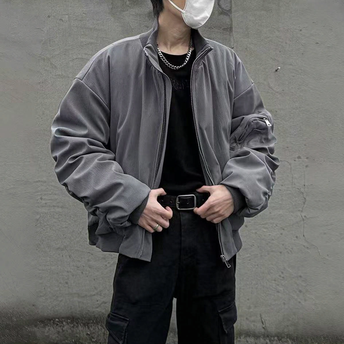 玉儿恋 美式机车服飞行员服街头风撞色设计潮流棉服 男女同款