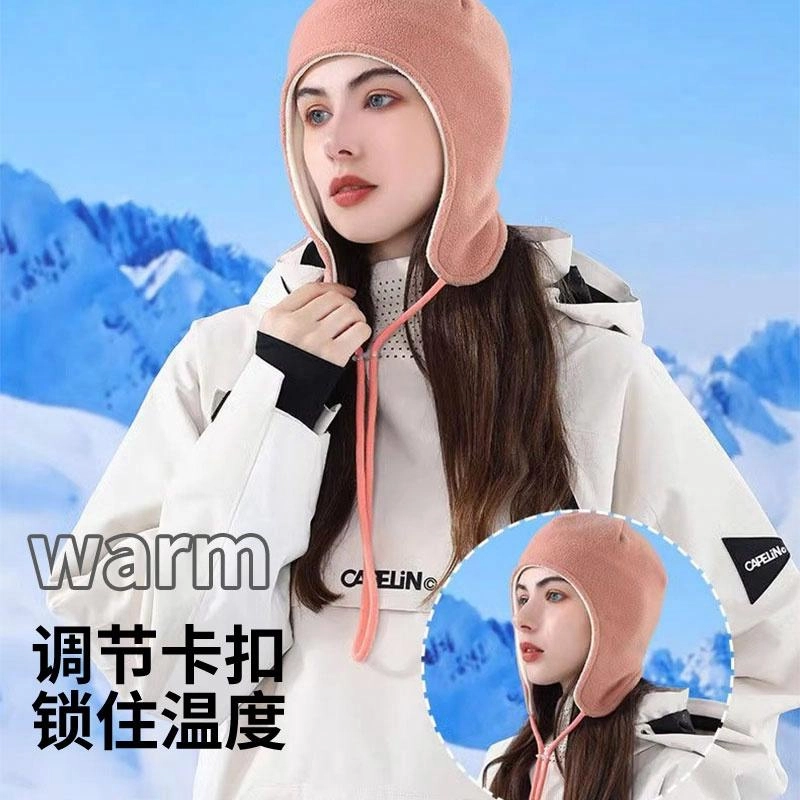 浪莎 秋冬季骑行滑雪头盔内胆帽保暖护耳东北防寒装备抓绒防风包头帽 加厚 帽子 男女同款情侣款
