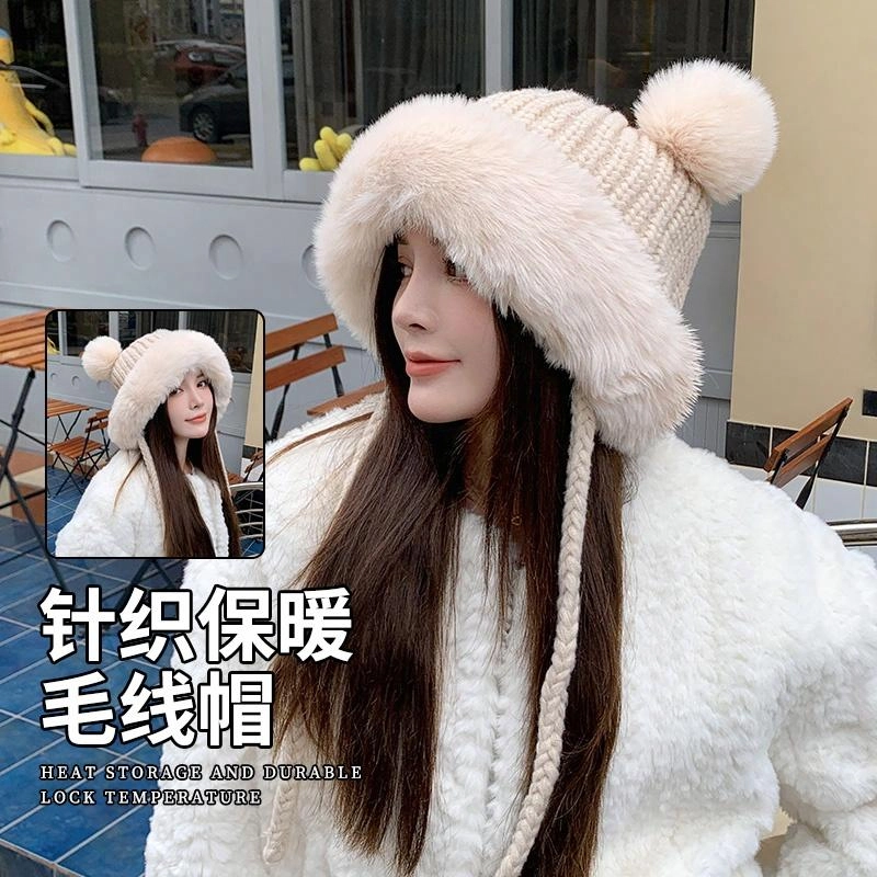 【秋冬必备】 浪莎 可爱冬季小熊保暖护耳百搭显脸小加东北哈尔滨旅游防寒神器 腈纶 帽子 女款