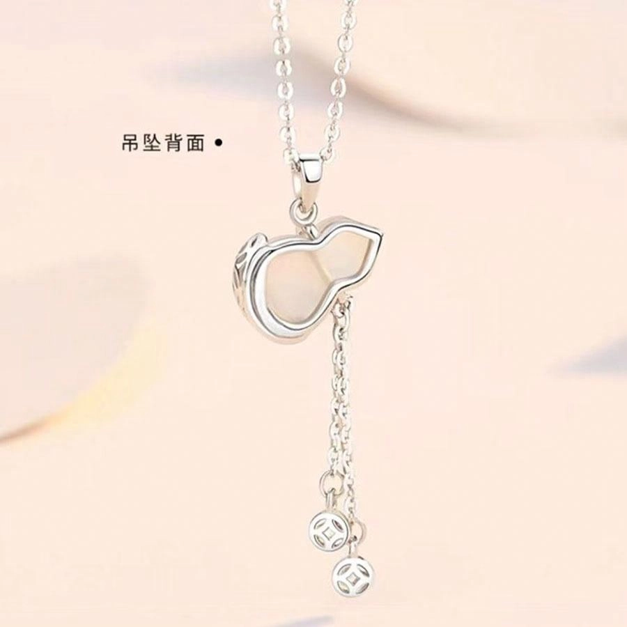 【S999纯银免费刻字】 金师傅 福禄葫芦流苏锁骨链 新中式国潮精致气质优雅百搭氛围感 小众轻奢设计高级 玉髓 项链 男女同款情侣款