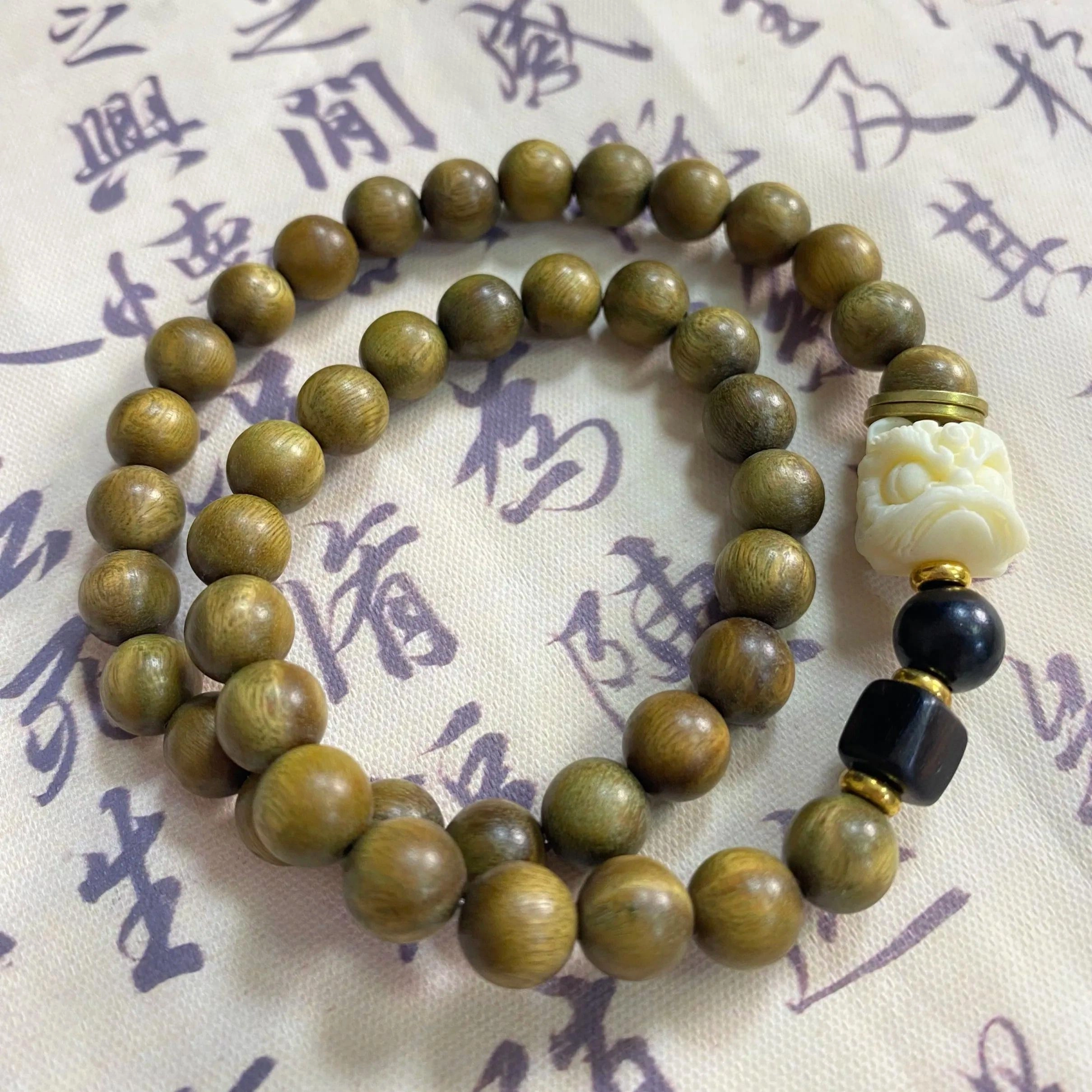 【福禄吉祥】 岁月静好 国风纳福民族风转运佛珠 手持盘玩念珠温柔森系禅意 狮来运转平安喜乐#好运 绿檀 手串 男女同款情侣款