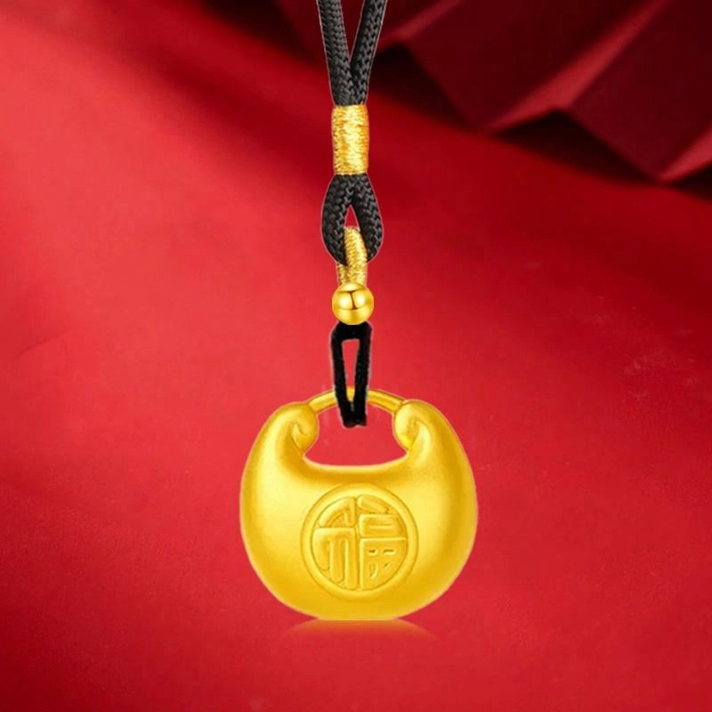 中国珠宝 小胖福锁骨链 在逃公主精致高级感小众设计感轻奢浪漫氛围感温柔吊坠手工编织 好运 足金 一口价 黄金项链 女款