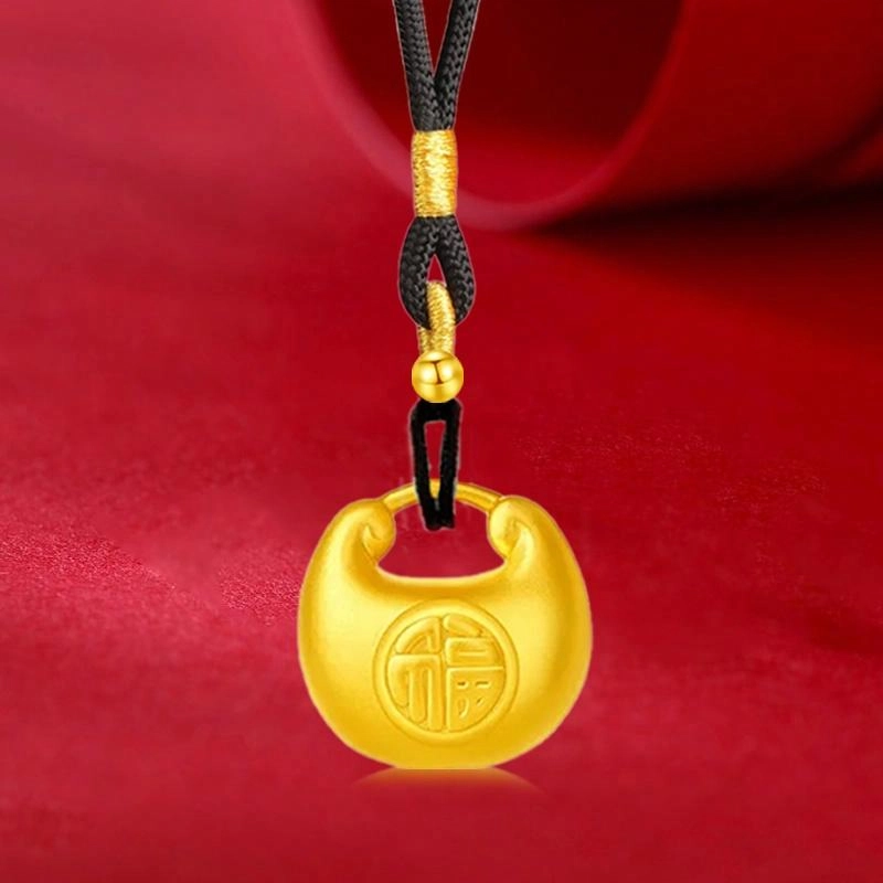 中国珠宝 小胖福锁骨链 在逃公主精致高级感小众设计感轻奢浪漫氛围感温柔吊坠手工编织 好运 足金 一口价 黄金项链 女款