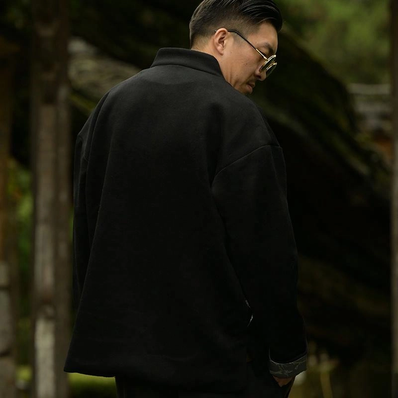 三省六部 吏部不夜侯新中式高端素色唐装夹克外套 男女同款 黑色
