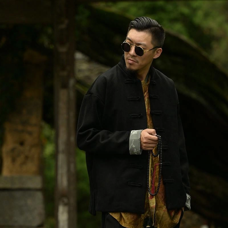 三省六部 吏部不夜侯新中式高端素色唐装夹克外套 男女同款 黑色