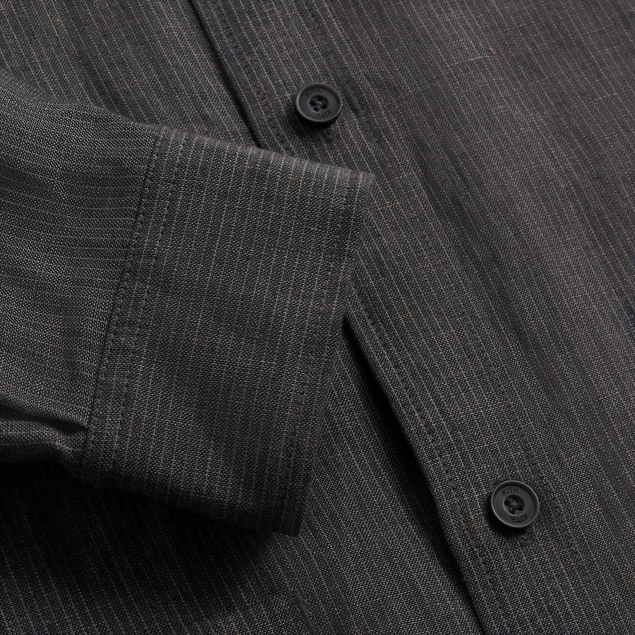 KITH SS23 Pinstripe Linen LS Boxy Overshirt