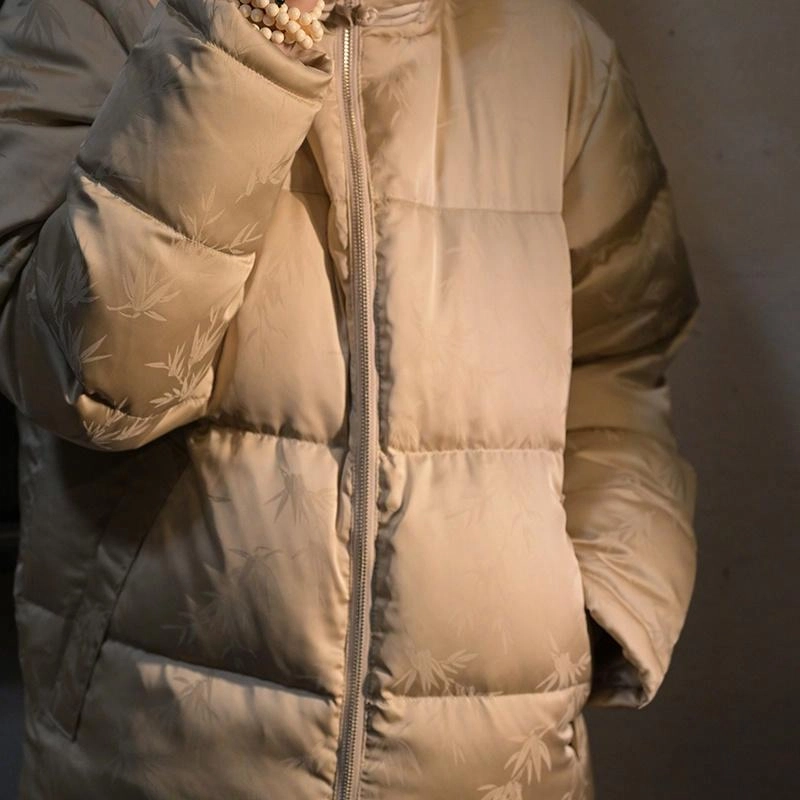 三省六部 胜天半子 中国风竹叶提花立领盘扣羽绒服 男女同款