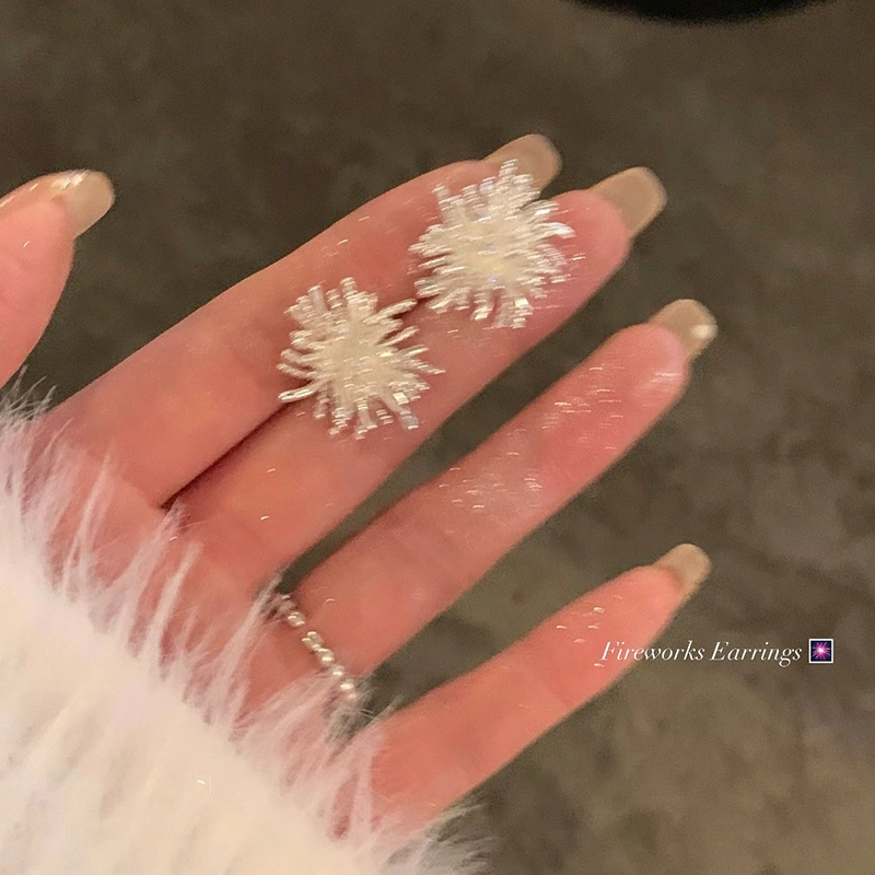 芒果饰品 银色烟花 铜 耳环 女款