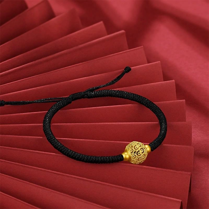 智玉云祥 花丝玲珑转运珠 古法本命年编织手绳 足金 一口价 黄金手链 男女同款情侣款