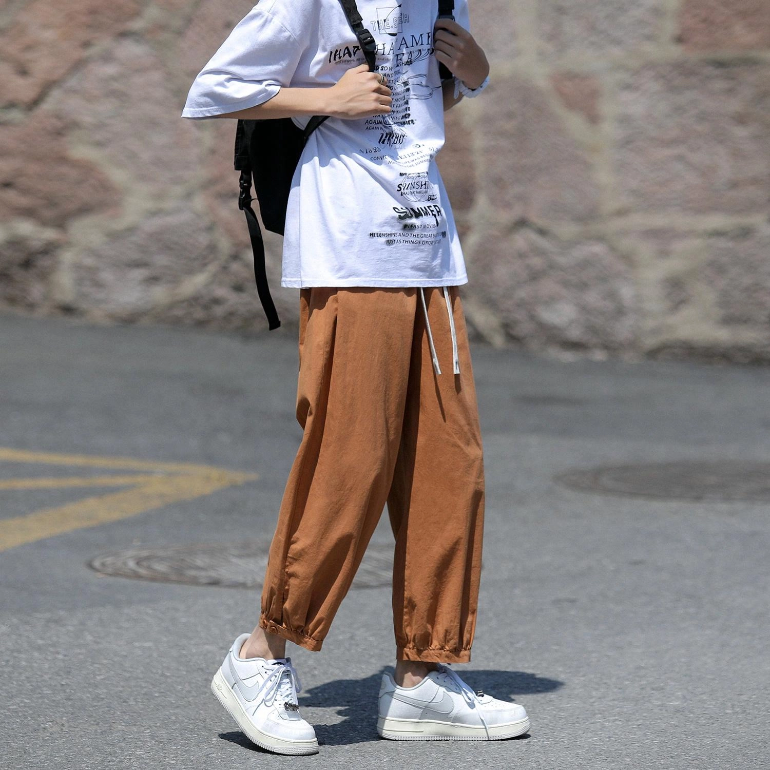 玉儿恋 束脚百搭宽松纯色休闲裤 男女同款