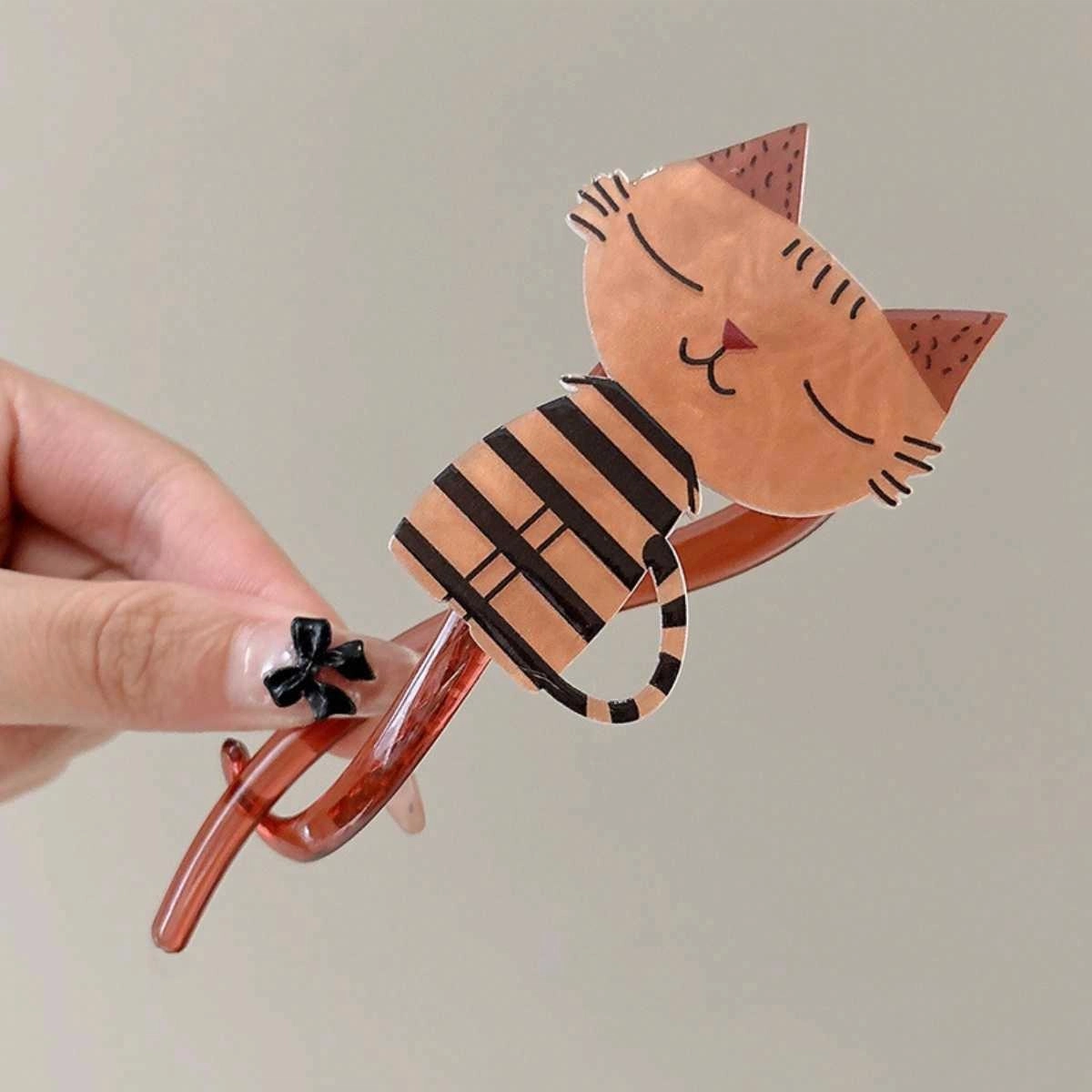 贯古今 萌趣可爱猫咪扭扭夹 亚克力 发夹 女款
