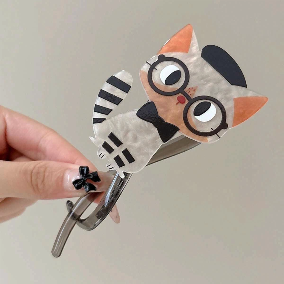 贯古今 萌趣可爱猫咪扭扭夹 亚克力 发夹 女款