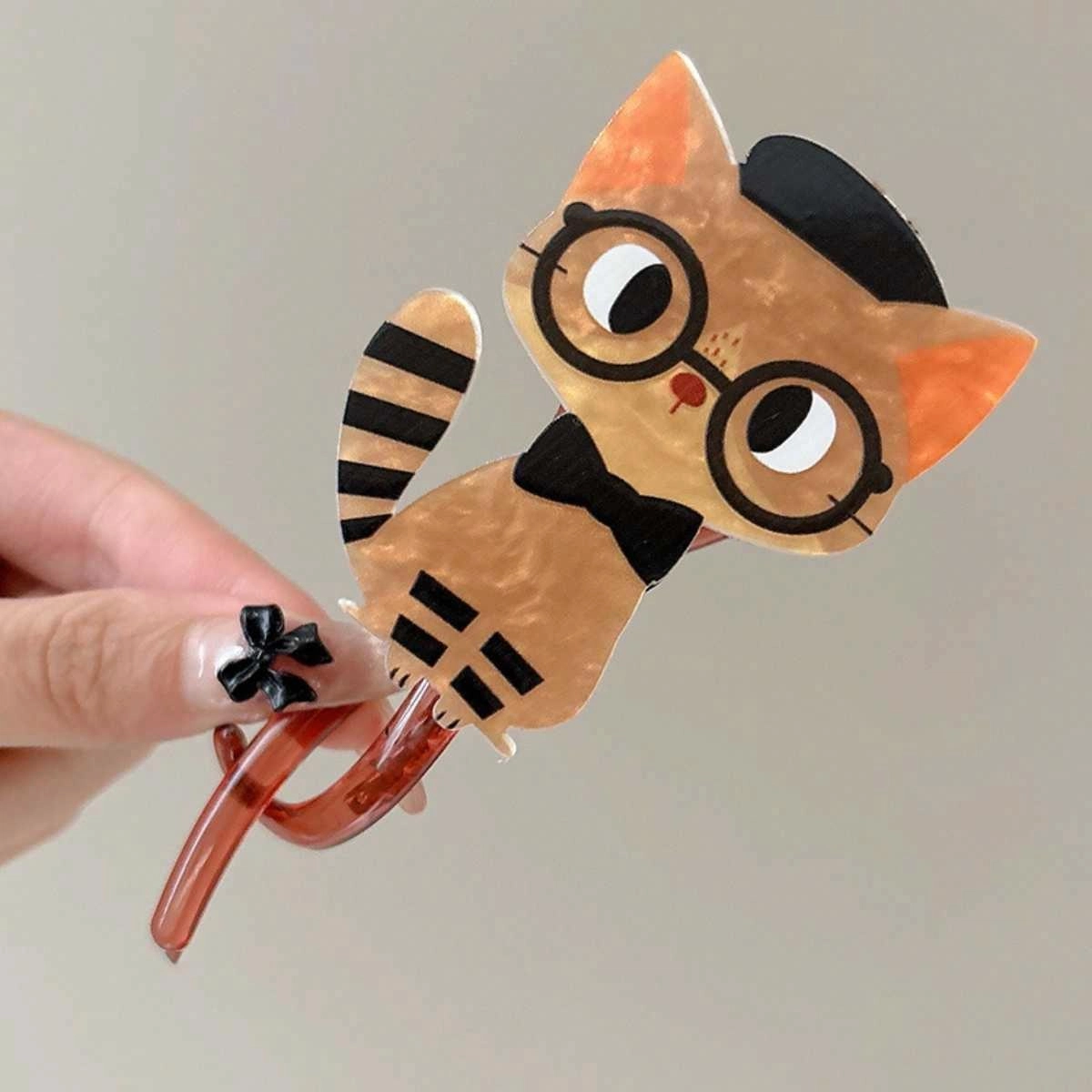 贯古今 萌趣可爱猫咪扭扭夹 亚克力 发夹 女款