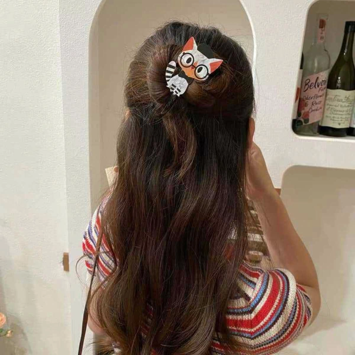 贯古今 萌趣可爱猫咪扭扭夹 亚克力 发夹 女款