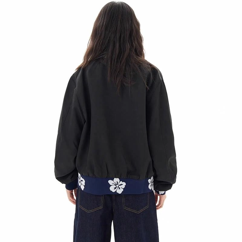 极限涡轮 美式高街复古纯色飞行员宽松短款长袖夹克外套 男女同款 黑色