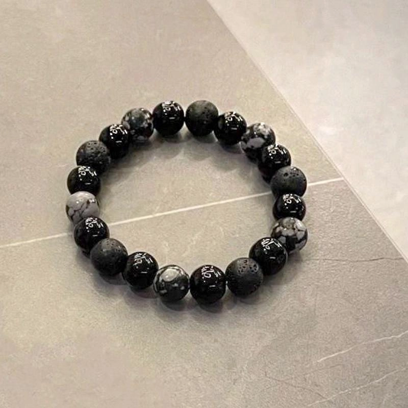 嘉福莱 星芒陨石 闪耀六芒星 简约小众潮流冷淡风 黑白拼色精致串珠 琉璃 手串 男女同款情侣款