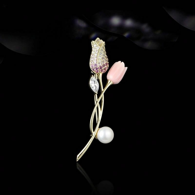 兰盈 玫瑰花 轻奢小众胸花 奥地利水晶 胸针 女款