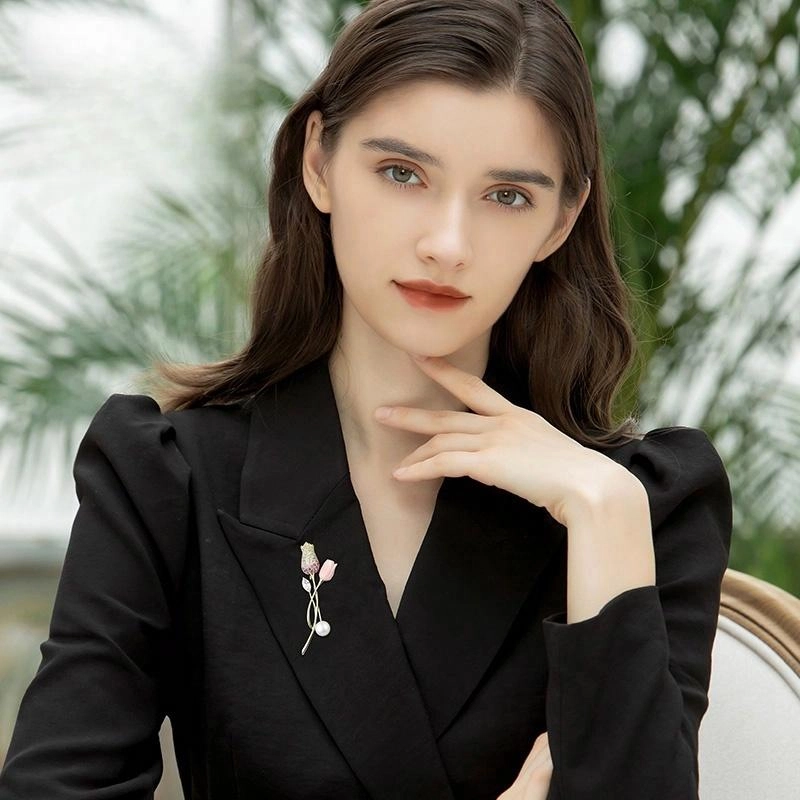兰盈 玫瑰花 轻奢小众胸花 奥地利水晶 胸针 女款