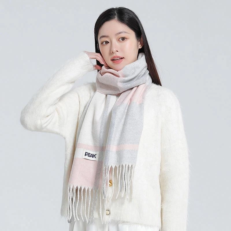 匹克 文艺小清新流苏撞色韩式冬季防寒保暖 绒线围巾 男女同款情侣款
