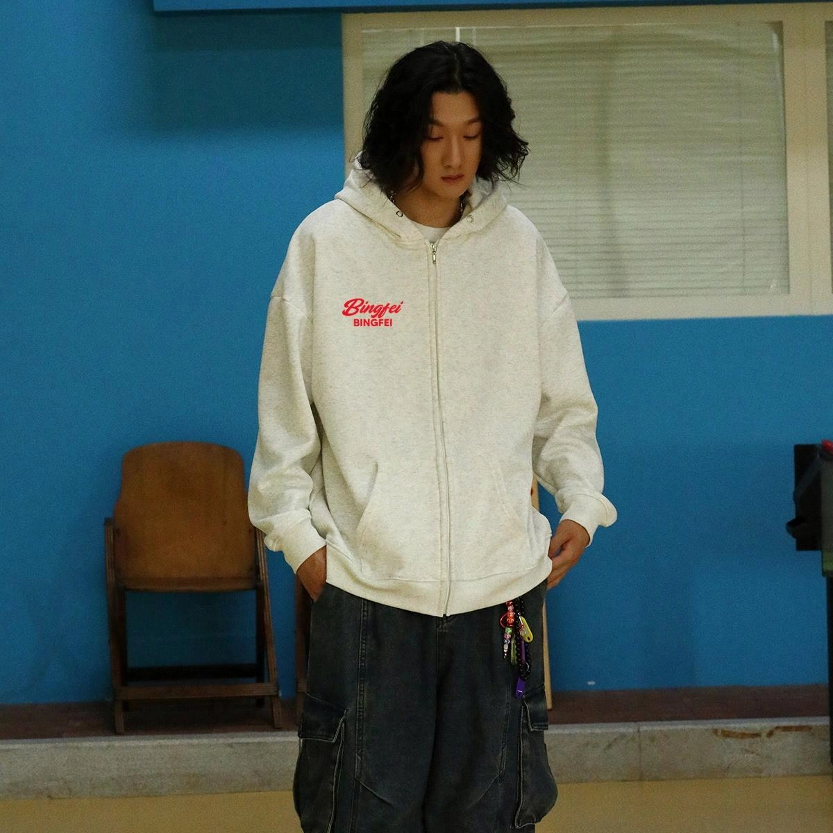 冰飞 宽松重磅字母休闲长袖卫衣 男女同款