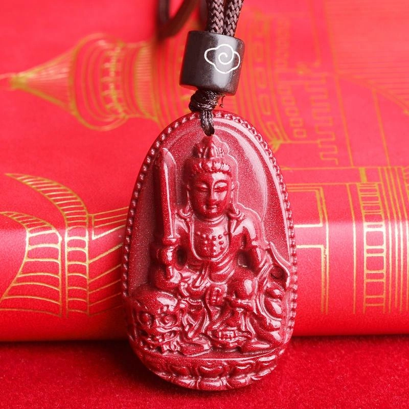 妍韵珠宝 十二生肖本命佛 平安好运吉祥护身符 再造辰砂朱砂 玉石吊坠 男女同款情侣款