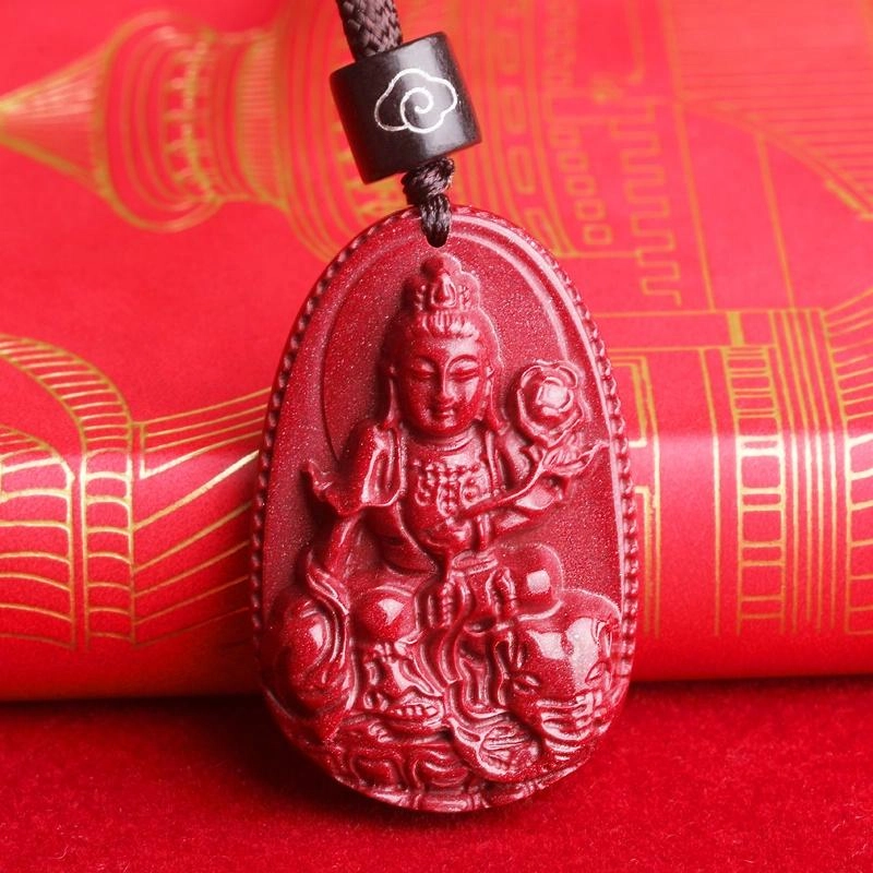 妍韵珠宝 十二生肖本命佛 平安好运吉祥护身符 再造辰砂朱砂 玉石吊坠 男女同款情侣款