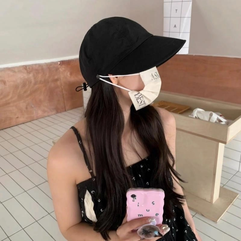 钓鱼熊 户外遮阳帽 太阳帽防晒帽子速干鸭舌可挂口罩显脸小 聚酯纤维 渔夫帽 女款