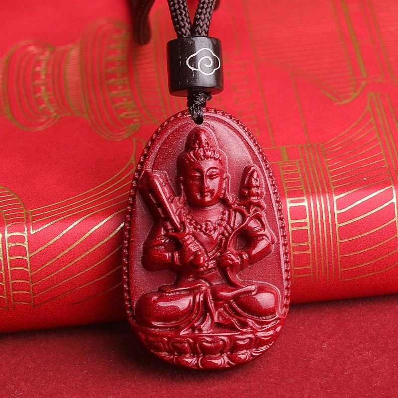 妍韵珠宝 十二生肖本命佛 平安好运吉祥护身符 再造辰砂朱砂 玉石吊坠 男女同款情侣款