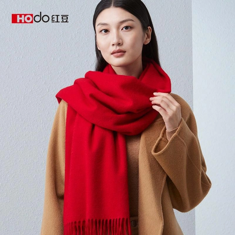 红豆 简约时尚保暖 山羊绒 绒线围巾 女款