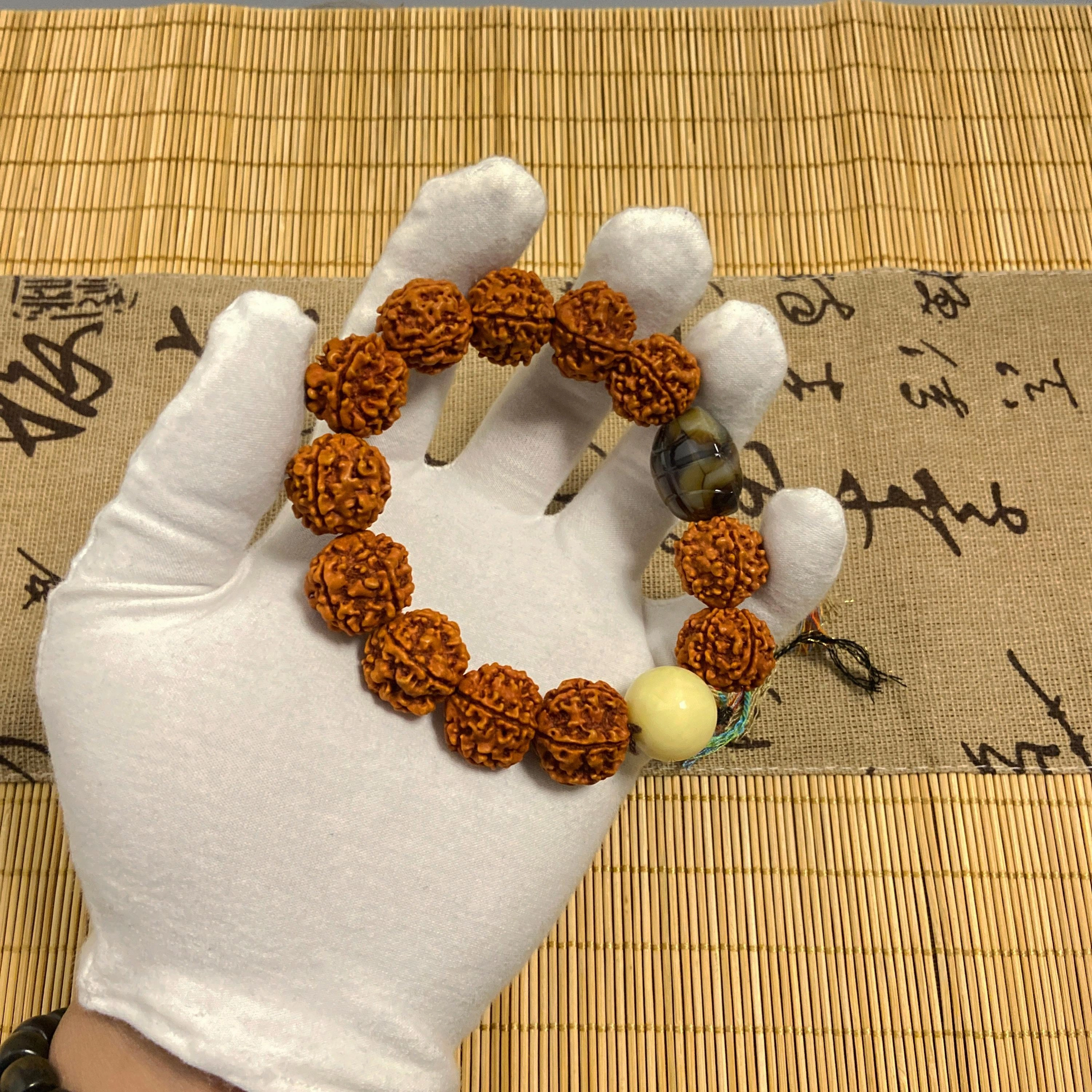 耳玺 新中式国潮复古风大颗文玩盘玩绕手揉纳福小众设计高级感佛珠#好运 金刚菩提 手串 男女同款情侣款