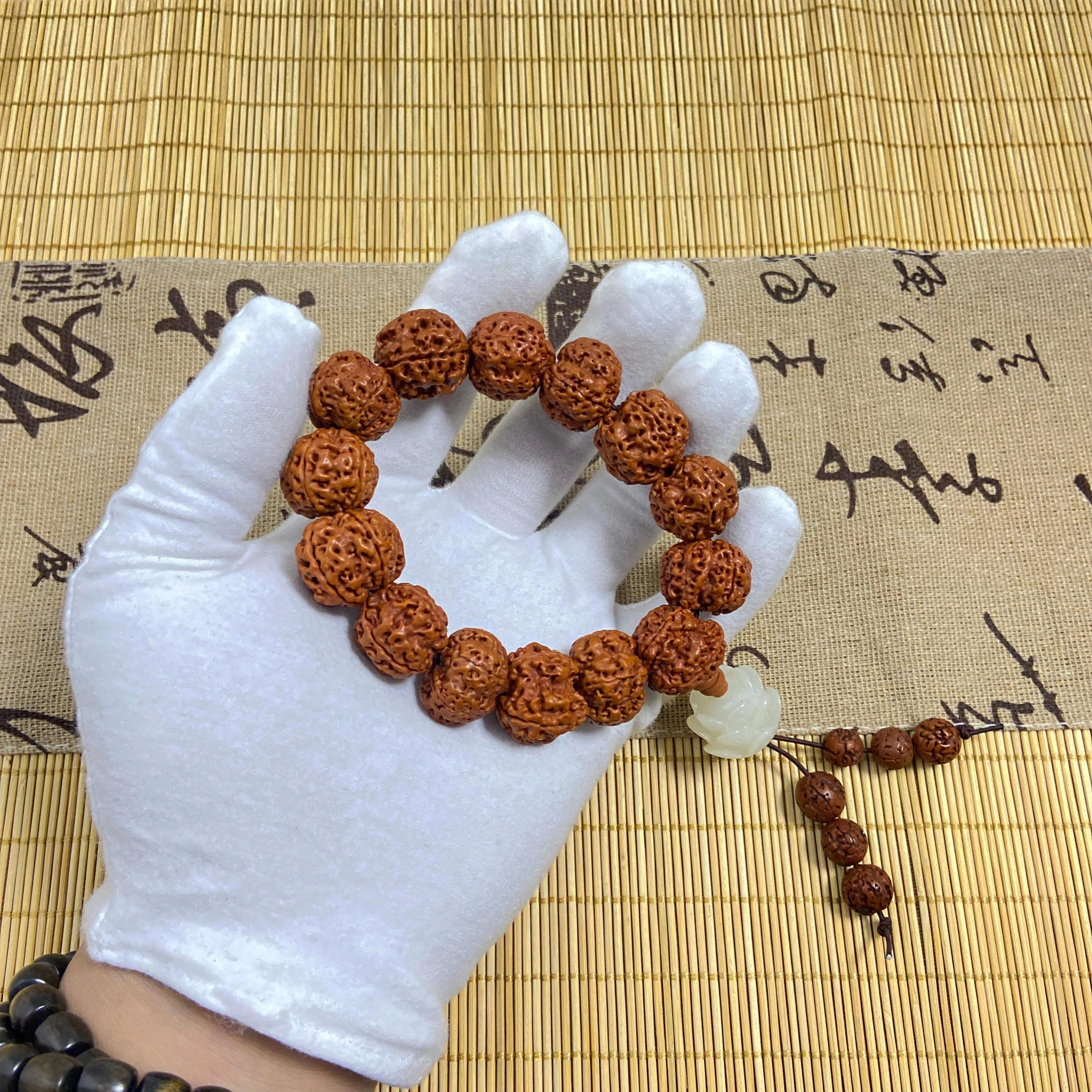 耳玺 新中式念珠手把件国潮复古风大颗文玩盘玩绕手揉莲花纳福小众设计高级感佛珠#好运 金刚菩提 手串 男女同款情侣款