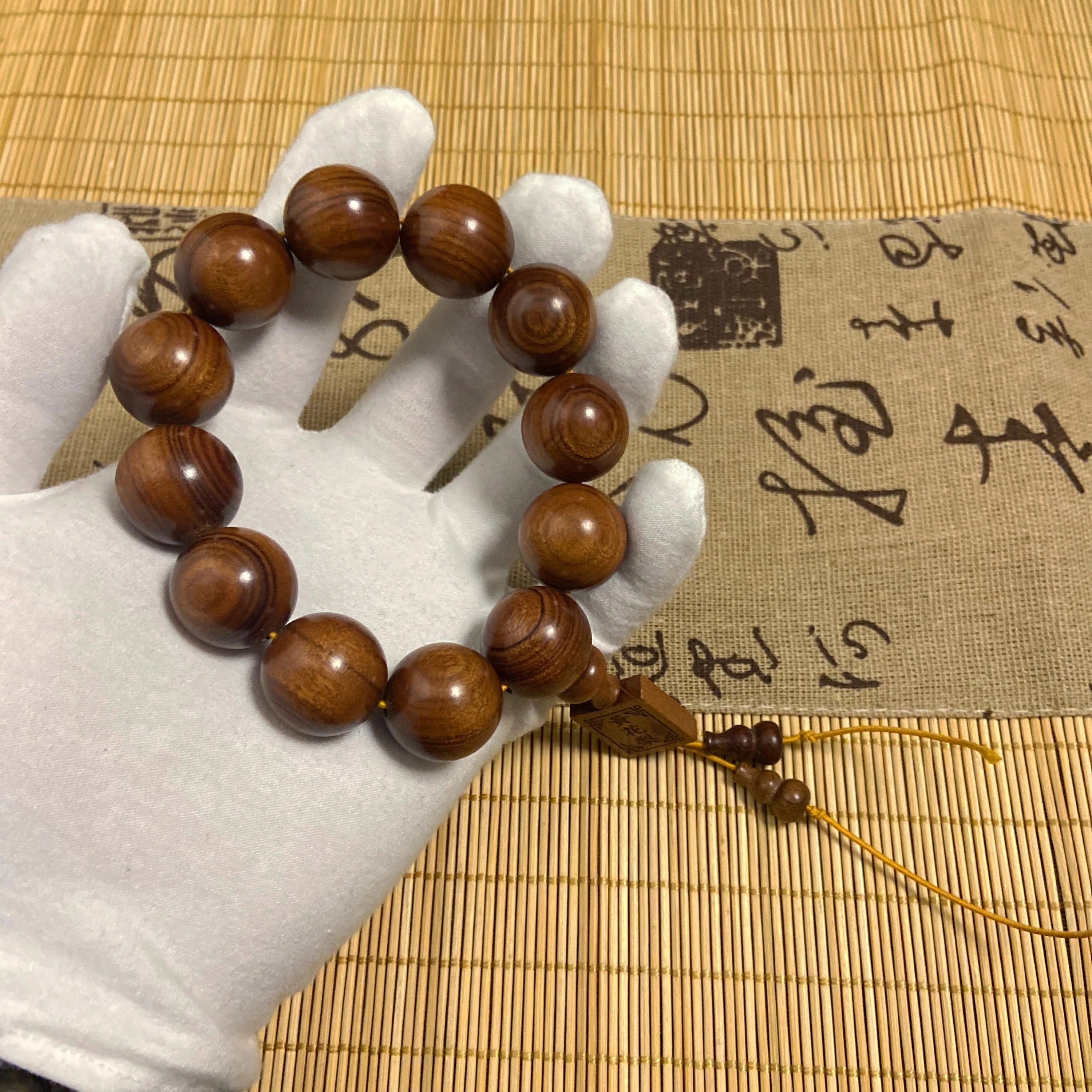 耳玺 大气高密古风大颗佛珠国风传统复古风高级感手持盘玩串珠中式转运珠小众创意设计感国潮#好运 花梨木 手串 男女同款情侣款