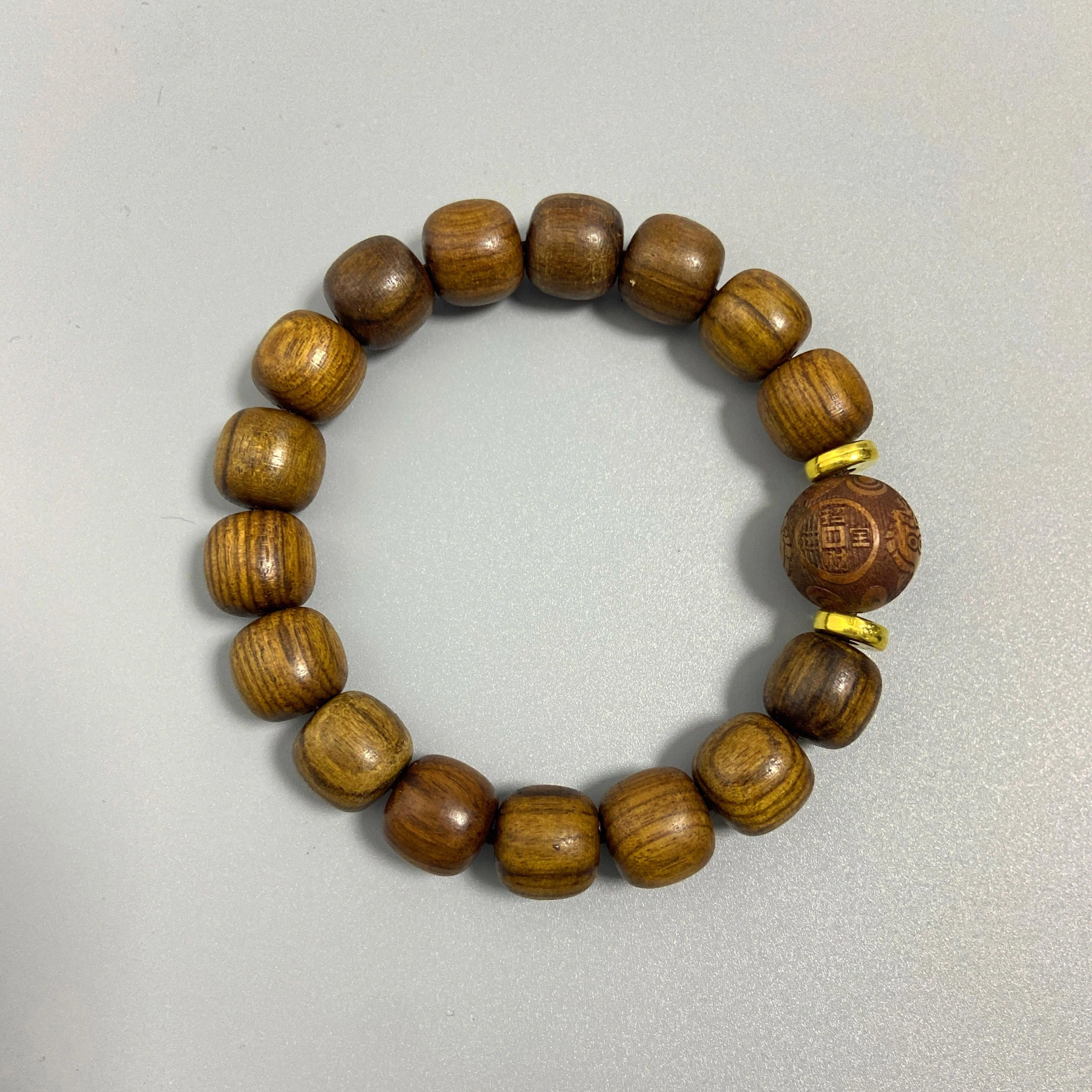 耳玺 国潮风中式复古文玩盘玩转运精雕貔貅招财进宝佛珠念珠 花梨木 手串 男女同款情侣款