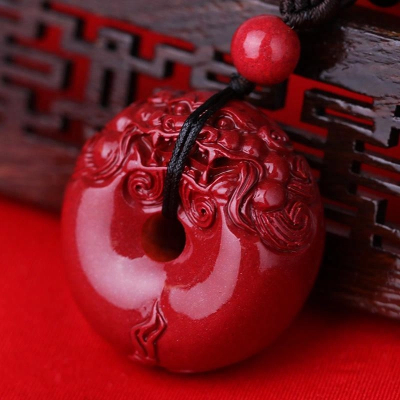 妍韵珠宝 吉祥瑞兽招财纳福貔貅平安扣#好运 朱砂 吊坠 男女同款情侣款