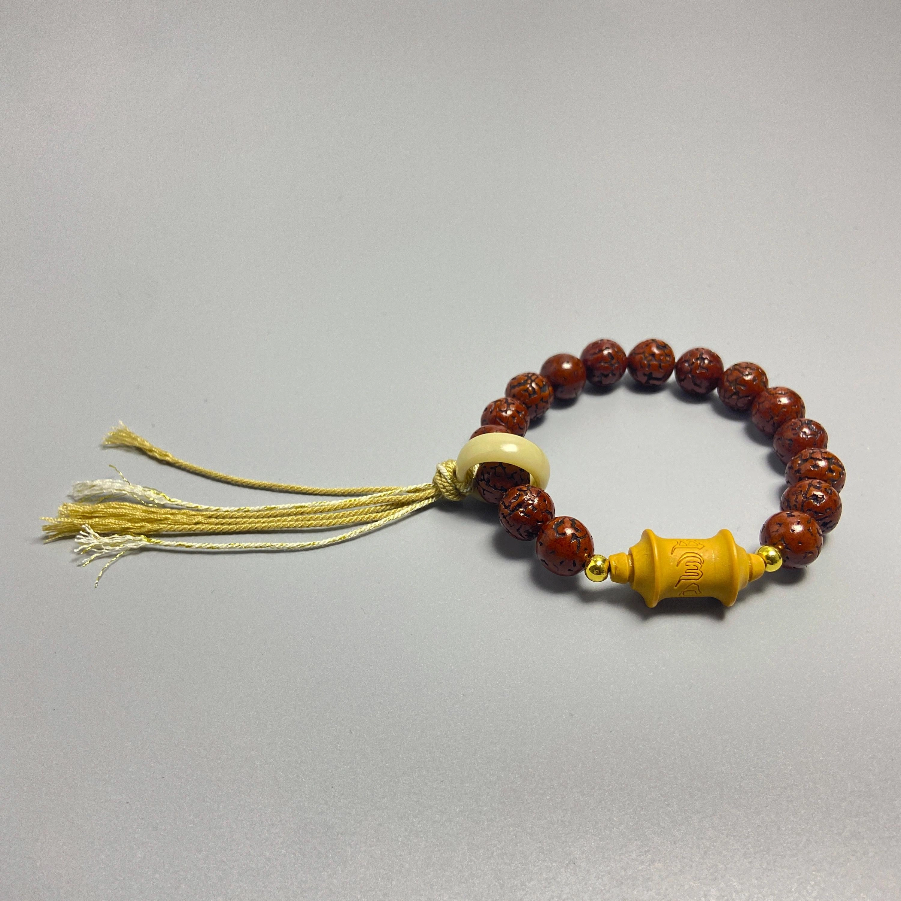 耳玺 跑环六字真言中式国潮小众设计感古风木质文玩佛珠盘玩佩戴好运招财纳福转运念珠无齿 金刚菩提 手串 男女同款情侣款