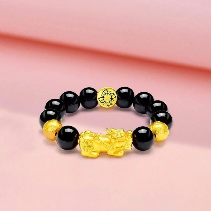 赛菲尔 貔貅招财进宝 新中式本命年国风小众吞金兽平安纳福转运珠编绳 足金 按克计价 手串 男女同款情侣款