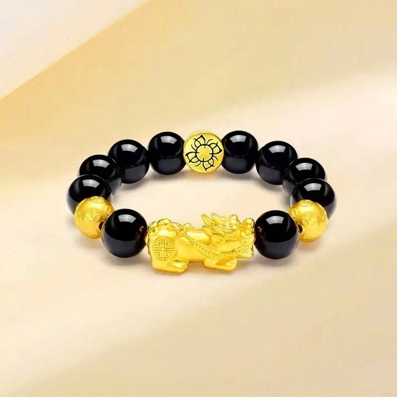 赛菲尔 貔貅招财进宝 新中式本命年国风小众吞金兽平安纳福转运珠编绳 足金 按克计价 手串 男女同款情侣款