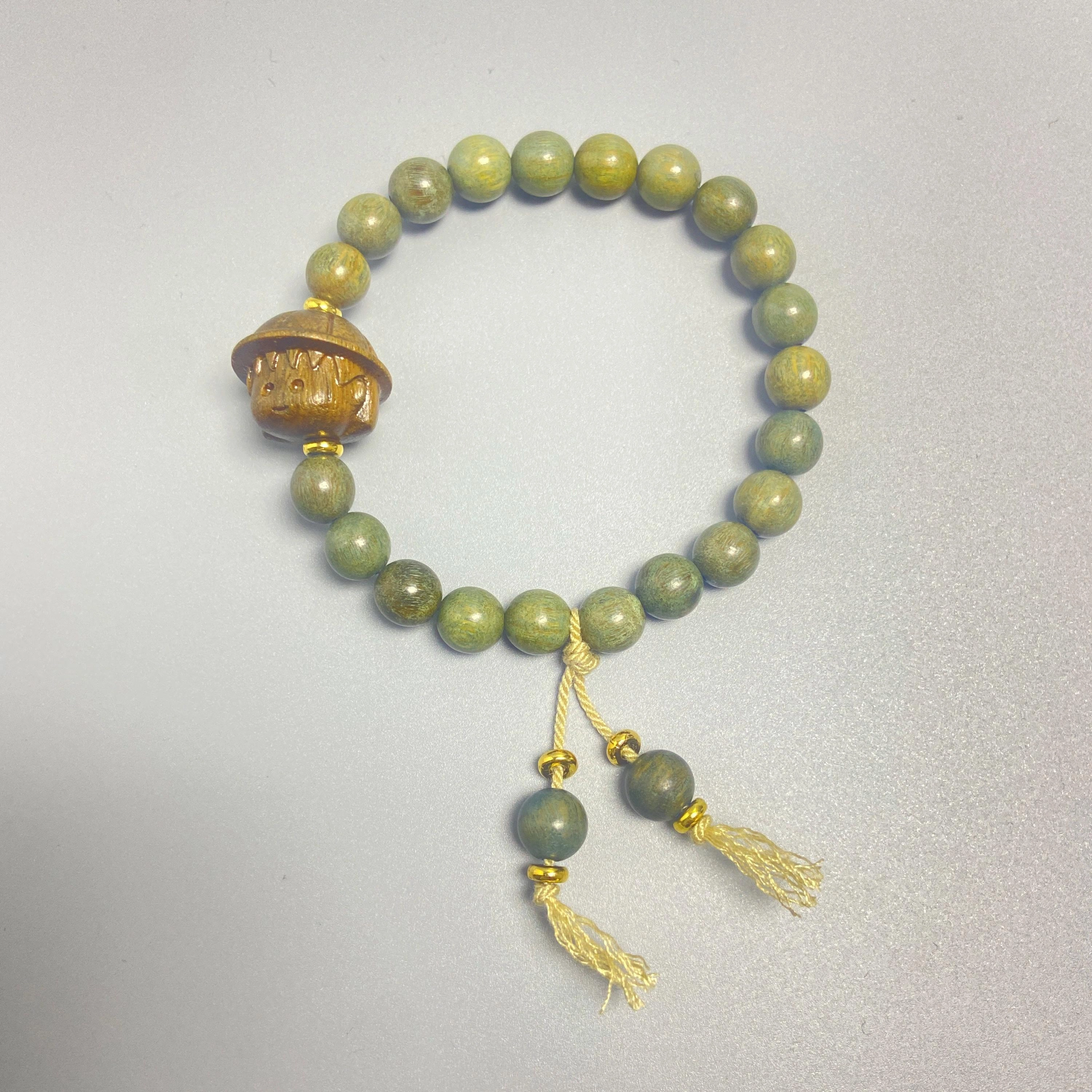 耳玺 手工精雕中式国潮小众设计感古风木质文玩佛珠盘玩佩戴好运招财纳福转运念珠 绿檀 手串 男女同款情侣款