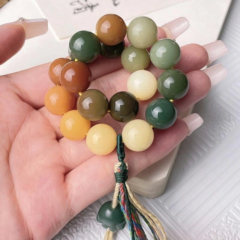 芳缘小傅 招财纳福国潮有钱花财源滚滚好运连连诸事顺利小众百搭国风敦煌猫爪渐变手持珠 #好运 菩提根 手串 男女同款情侣款