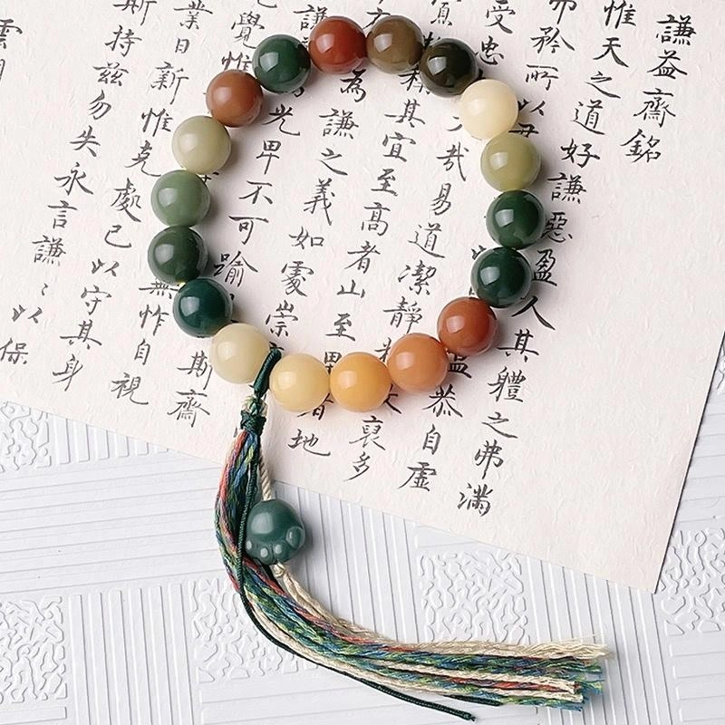芳缘小傅 招财纳福国潮有钱花财源滚滚好运连连诸事顺利小众百搭国风敦煌猫爪渐变手持珠 #好运 菩提根 手串 男女同款情侣款