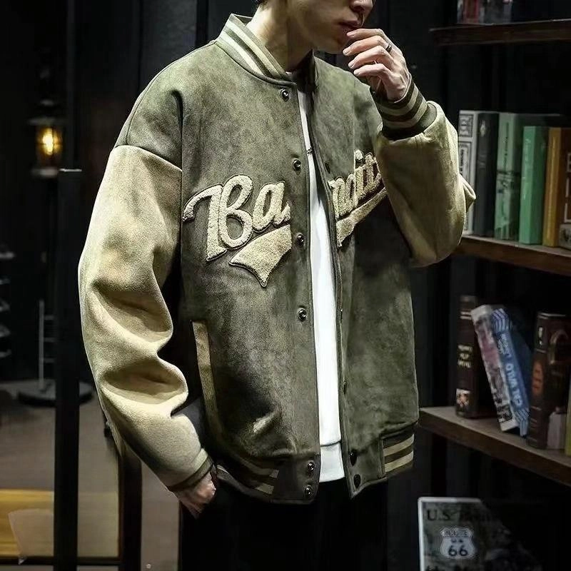 玉儿恋 美式复古宽松百搭飞行员棒球服男夹克外套 男女同款