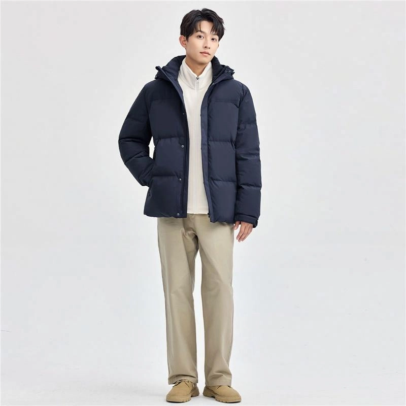 佐丹奴 拉链口袋连帽梭织羽绒服 男款