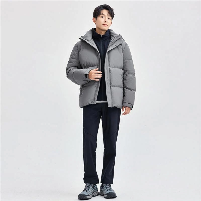 佐丹奴 拉链口袋连帽梭织羽绒服 男款