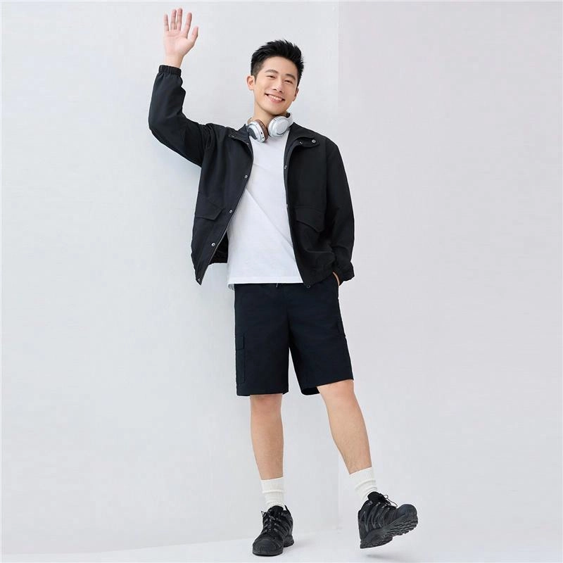 佐丹奴 工装口袋立领梭织长袖夹克外套 男款