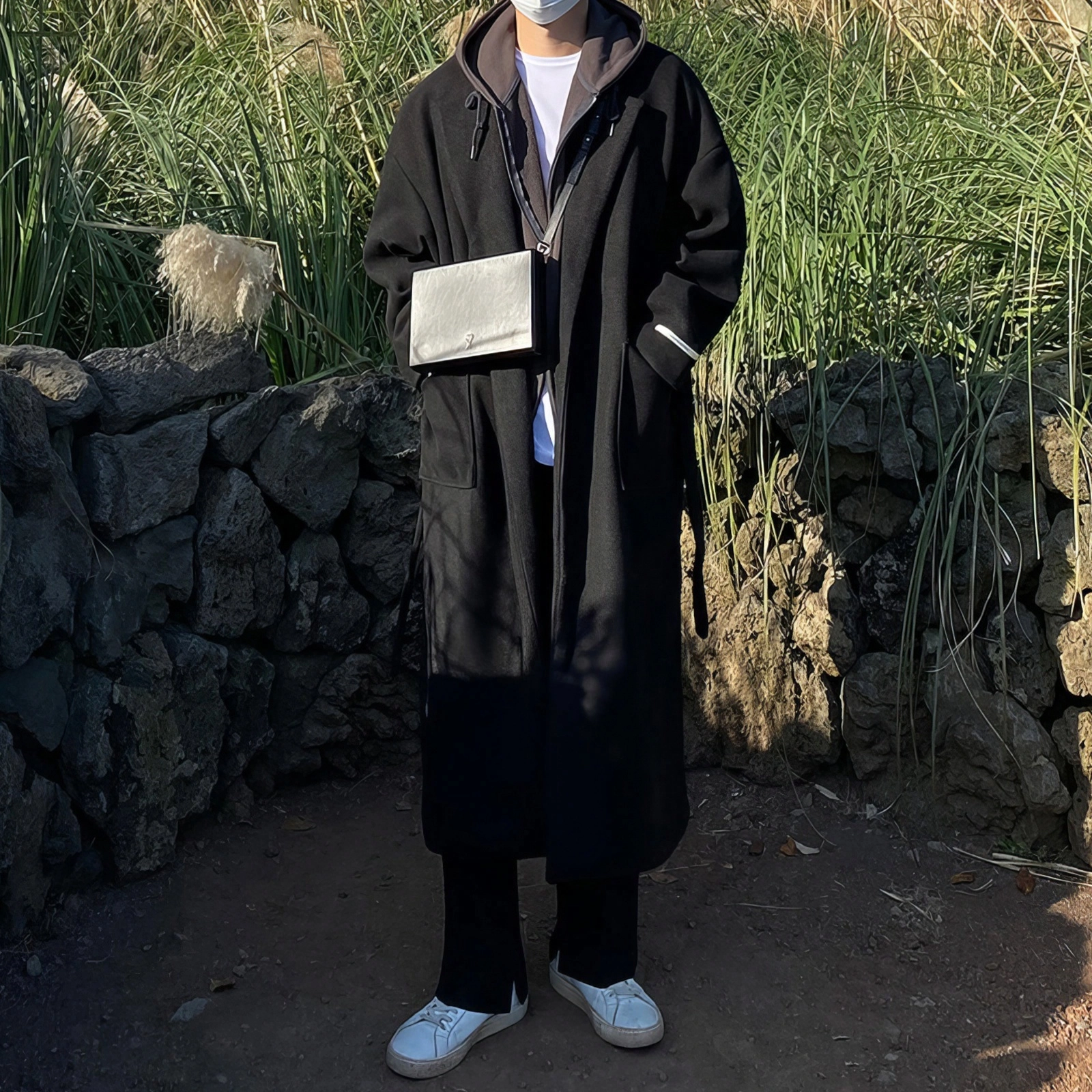 毛呢加厚中长款韩版双面呢大衣 男女同款