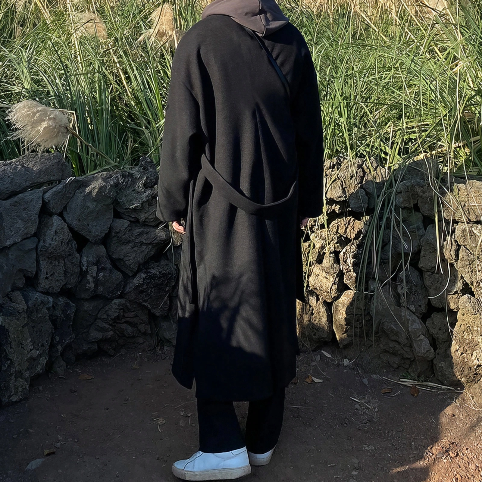 毛呢加厚中长款韩版双面呢大衣 男女同款