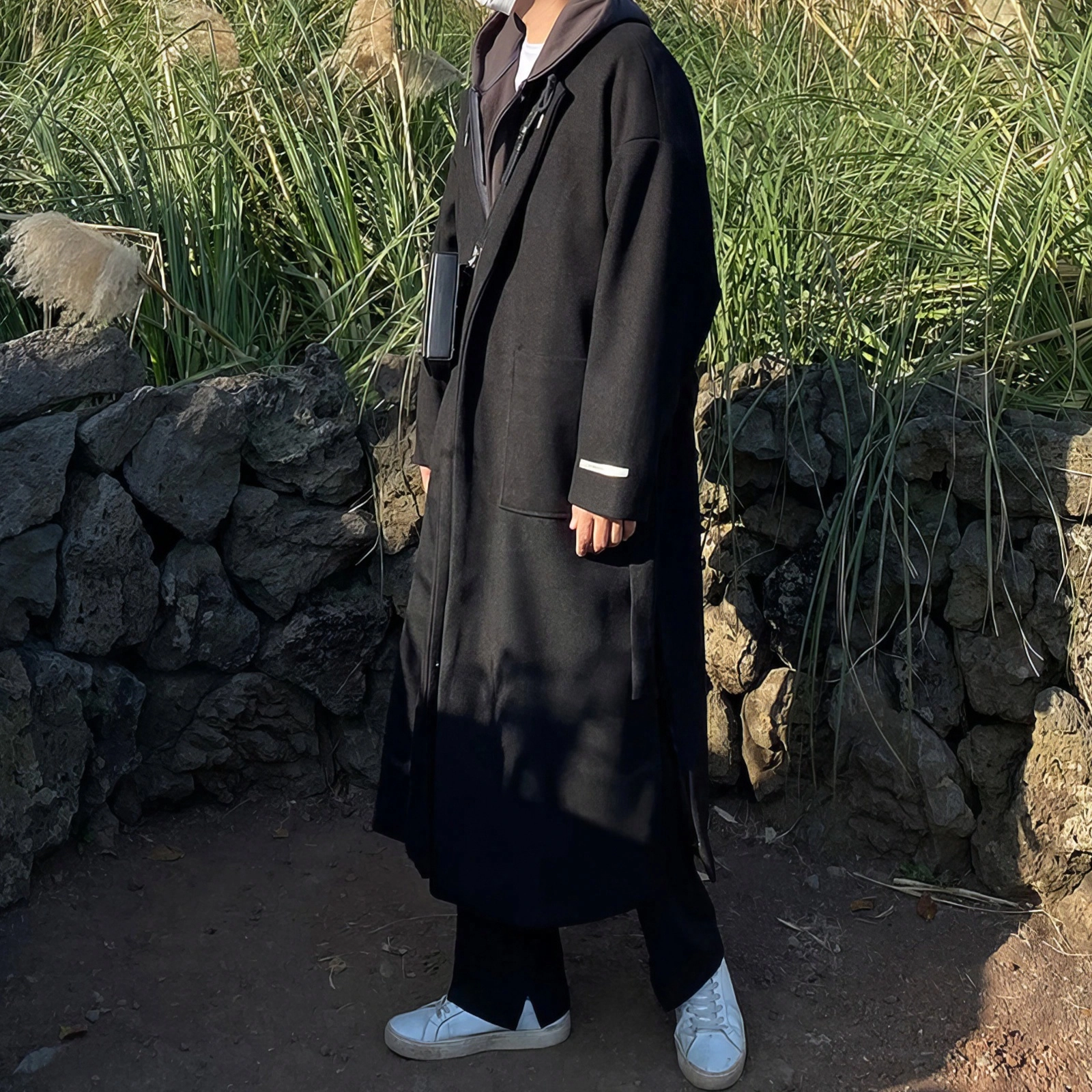 毛呢加厚中长款韩版双面呢大衣 男女同款