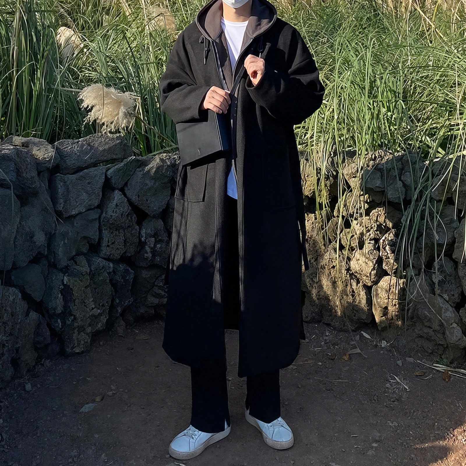 毛呢加厚中长款韩版双面呢大衣 男女同款