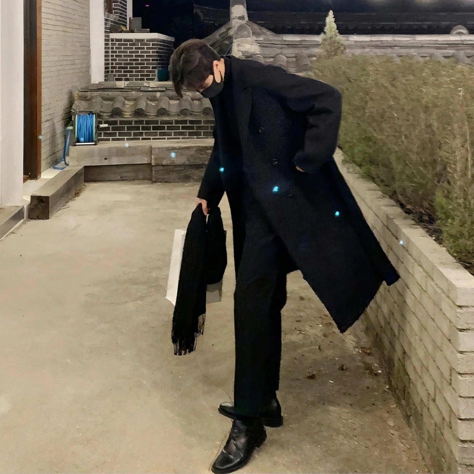加绒加厚韩版中长款过膝百搭大衣 男女同款