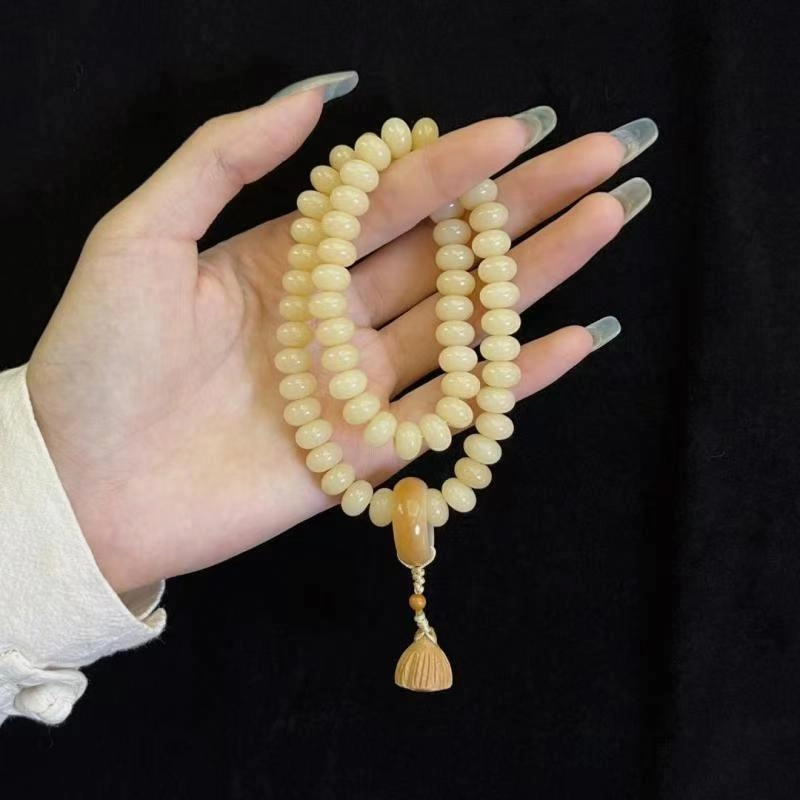 九华山 东方美学│好运蛇年双圈新中式奶油 白玉菩提 手串 男女同款情侣款